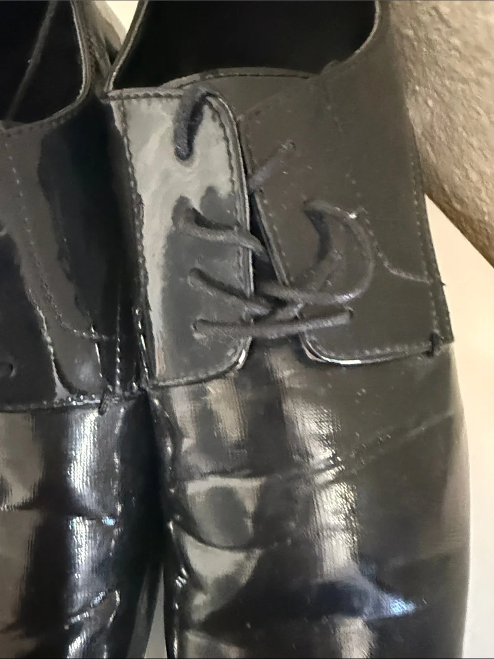 Aldo Black Patent Lace-Up Derby Shoes